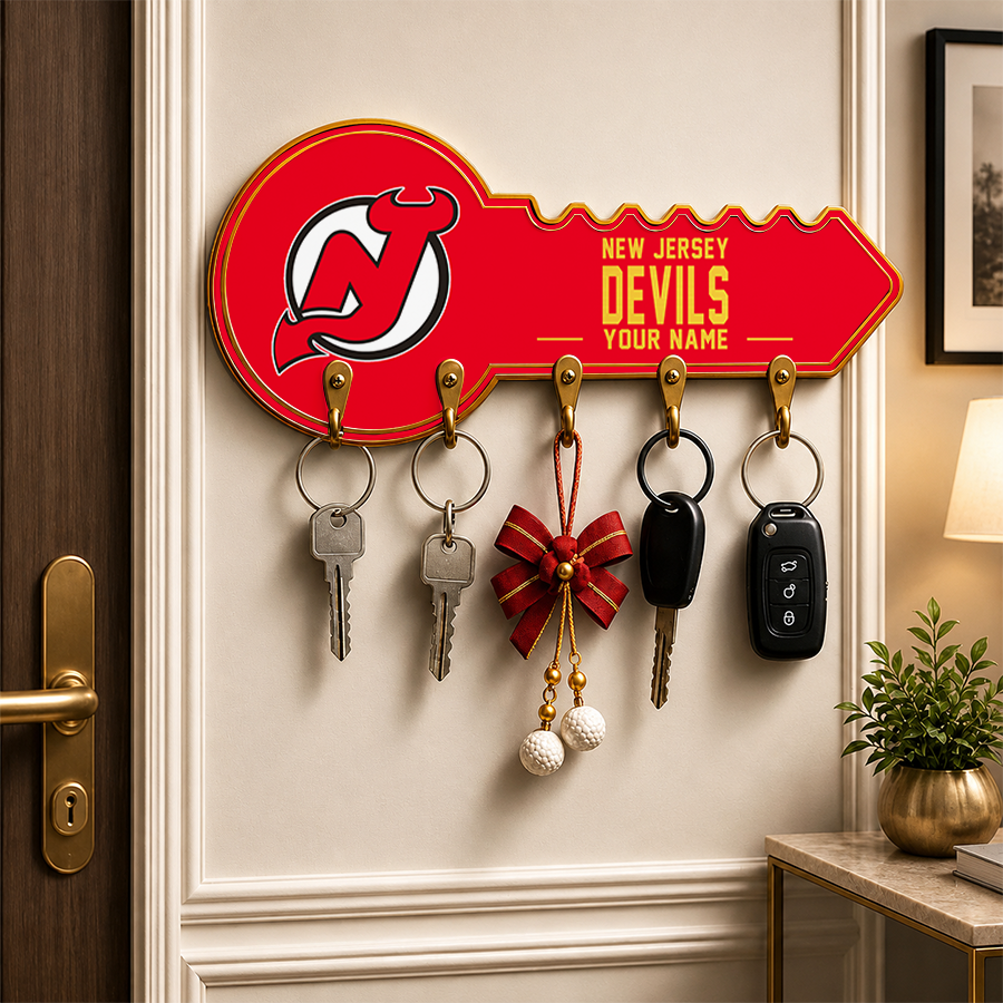 [SUPER SALE] NEW CUSTOMIZED NHL06 NJD NEW JERSEY DEVILS WALL KEY HOLDER FOR HOME