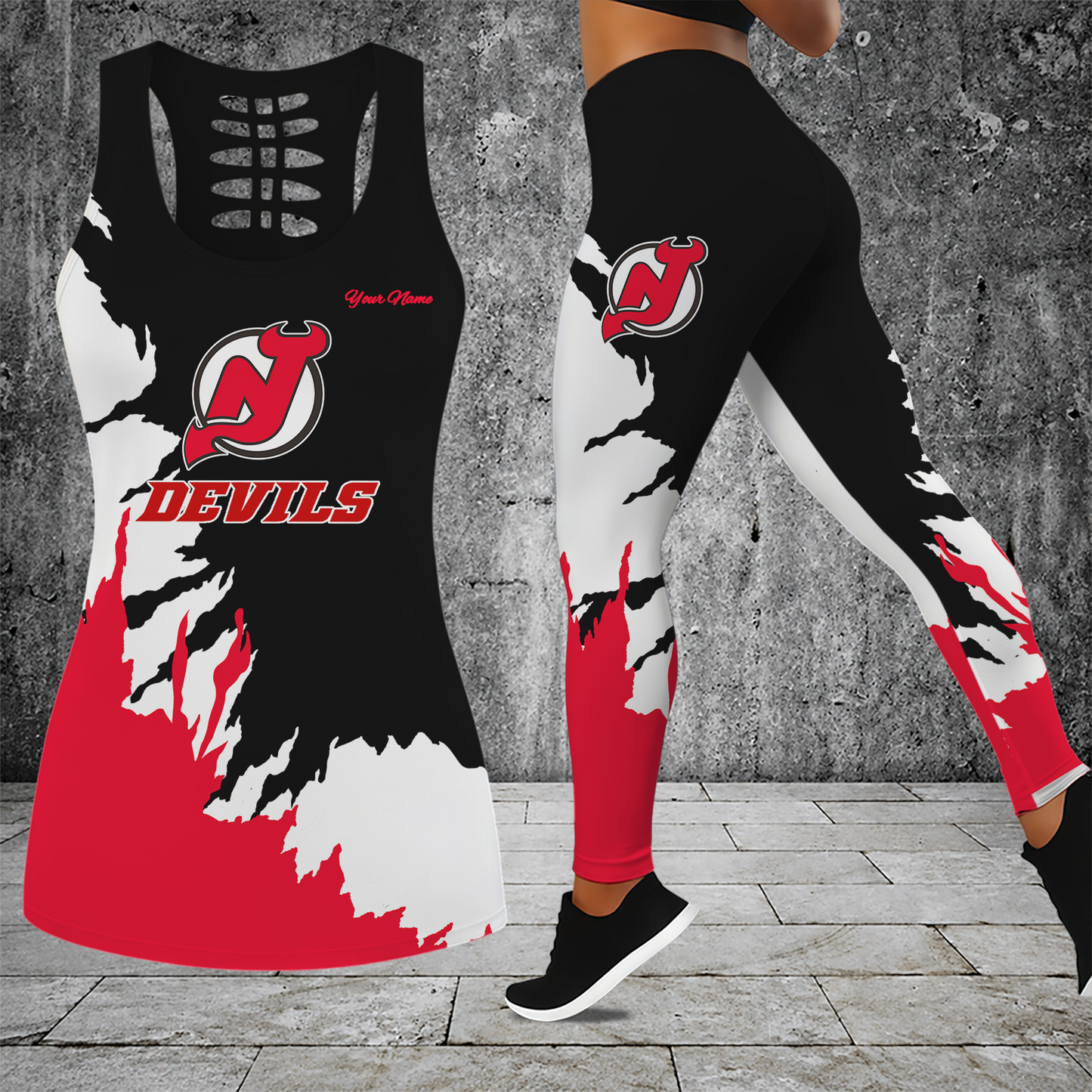 [SUPER SALE] NEW CUSTOMIZED NHL06 NJD NEW JERSEY DEVILS MEN'S DRAWSTRING CARGO SHORTS