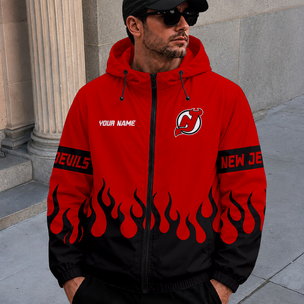 [SUPER SALE] NEW CUSTOMIZED NHL06 NJD NEW JERSEY DEVILS WINDBREAKER JACKET