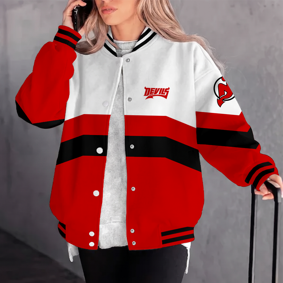 [SUPER SALE] NEW CUSTOMIZED NHL06 NJD NEW JERSEY DEVILS SATIN VARSITY JACKET & BASEBALL JACKET