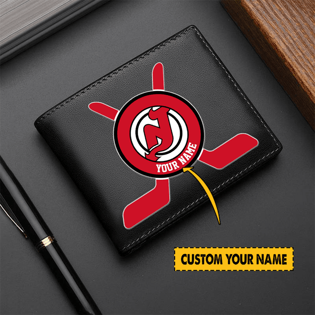 [SUPER SALE] NEW CUSTOMIZED NHL06 NJD NEW JERSEY DEVILS LEATHER WALLET
