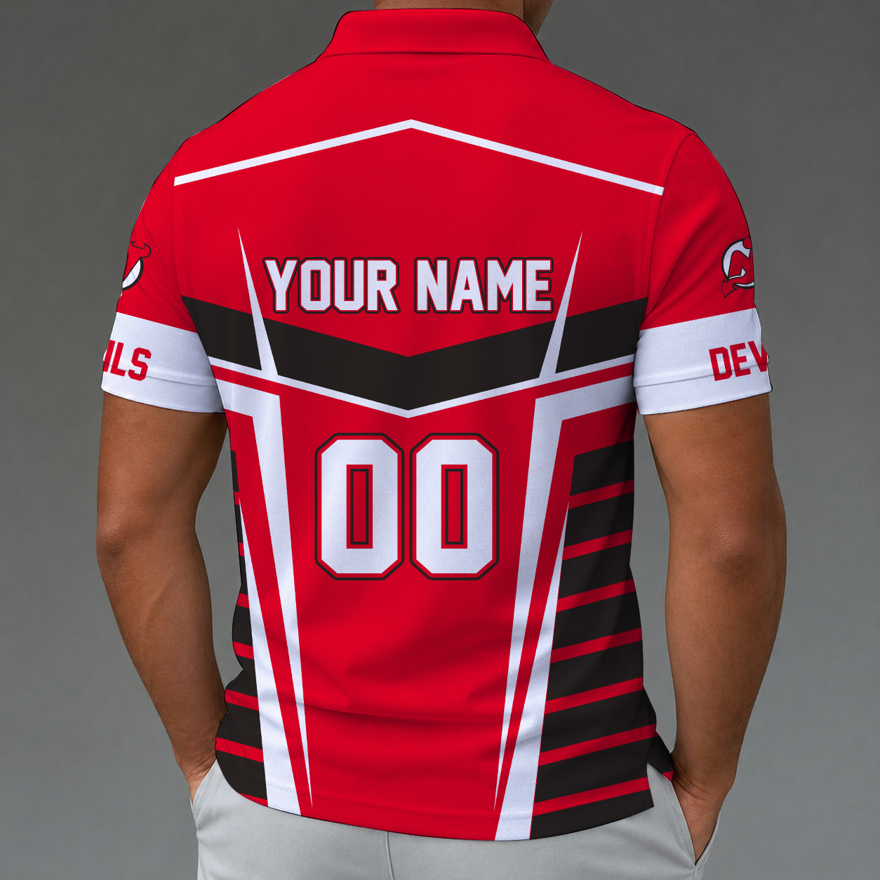 [SUPER SALE] NEW CUSTOMIZED NHL06 NJD NEW JERSEY DEVILS POLO SHIRT