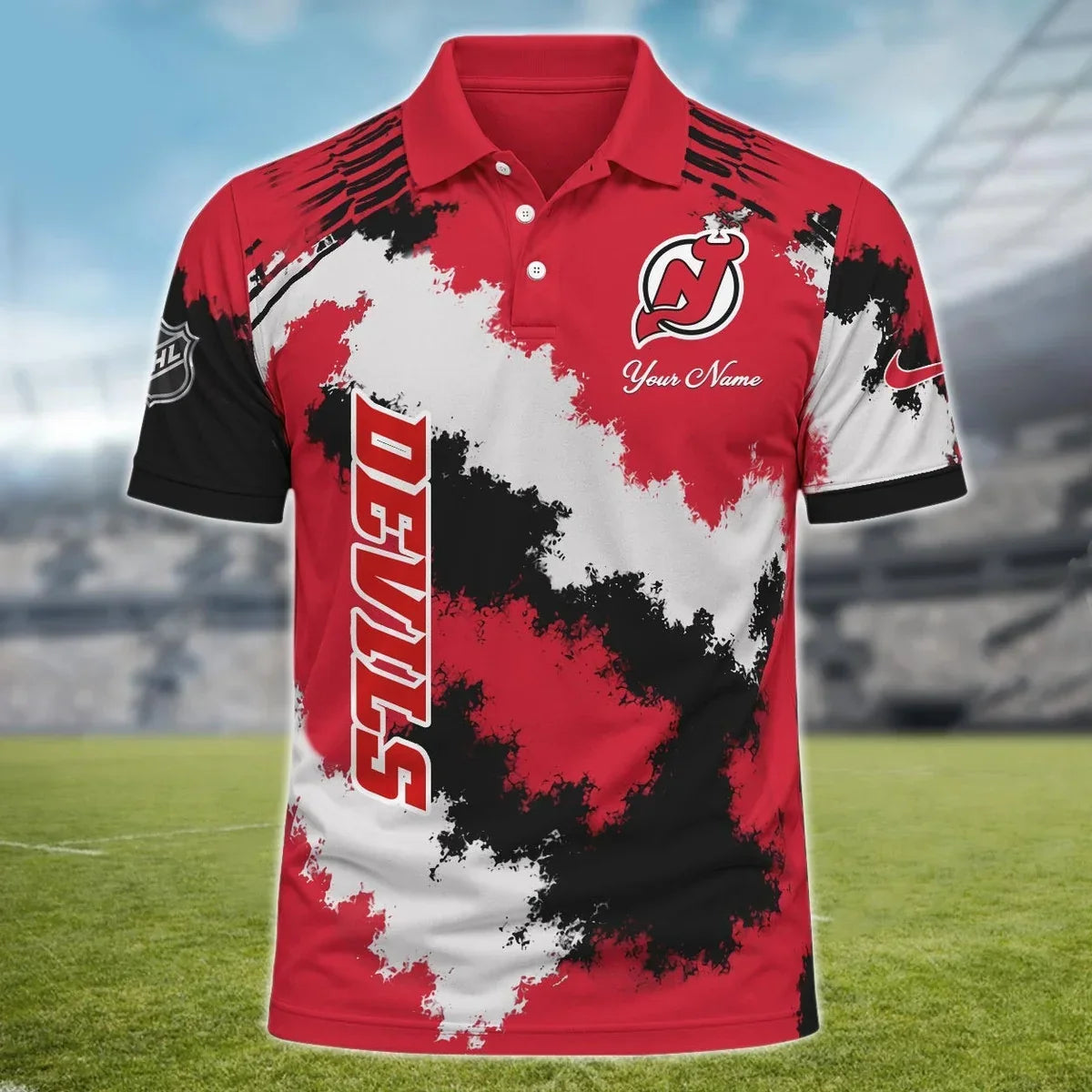 [SUPER SALE] NEW CUSTOMIZED NHL06 NJD NEW JERSEY DEVILS POLO SHIRT