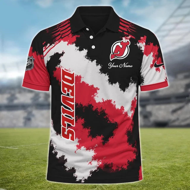 [SUPER SALE] NEW CUSTOMIZED NHL06 NJD NEW JERSEY DEVILS POLO SHIRT