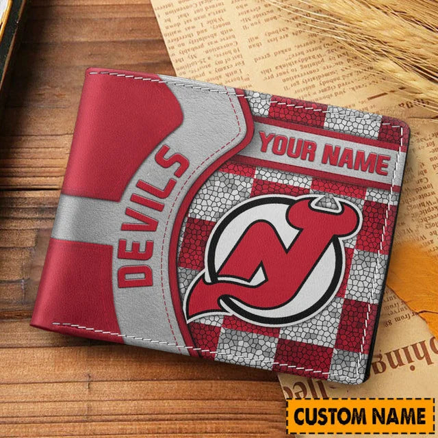 [SUPER SALE ] NEW CUSTOMIZED NHL06 NJD NEW JERSEY DEVILS LEATHER WALLET
