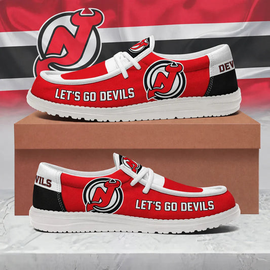 [SUPER SALE ] NEW CUSTOMIZED NHL06 NJD NEW JERSEY DEVILS LOAFER SHOES