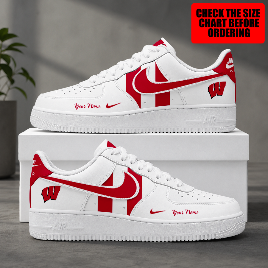 [FAN FAVORITE] NEW CUSTOMIZED NCAA MFF06 WSB WISCONSIN BADGERS AF1 SHOES