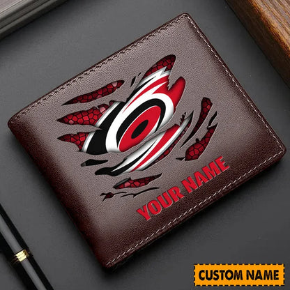 [SUPER SALE] NEW CUSTOMIZED NHL07 CLH CAROLINA HURRICANES LEATHER WALLET