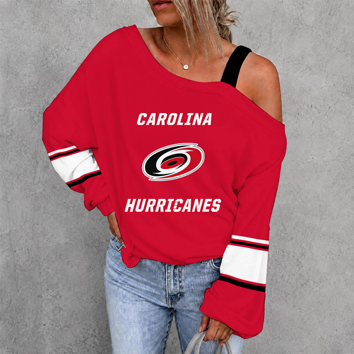 [SUPER SALE] NEW CUSTOMIZED NHL07 CLH CAROLINA HURRICANES DROP SHOULDER SWEATSHIRT