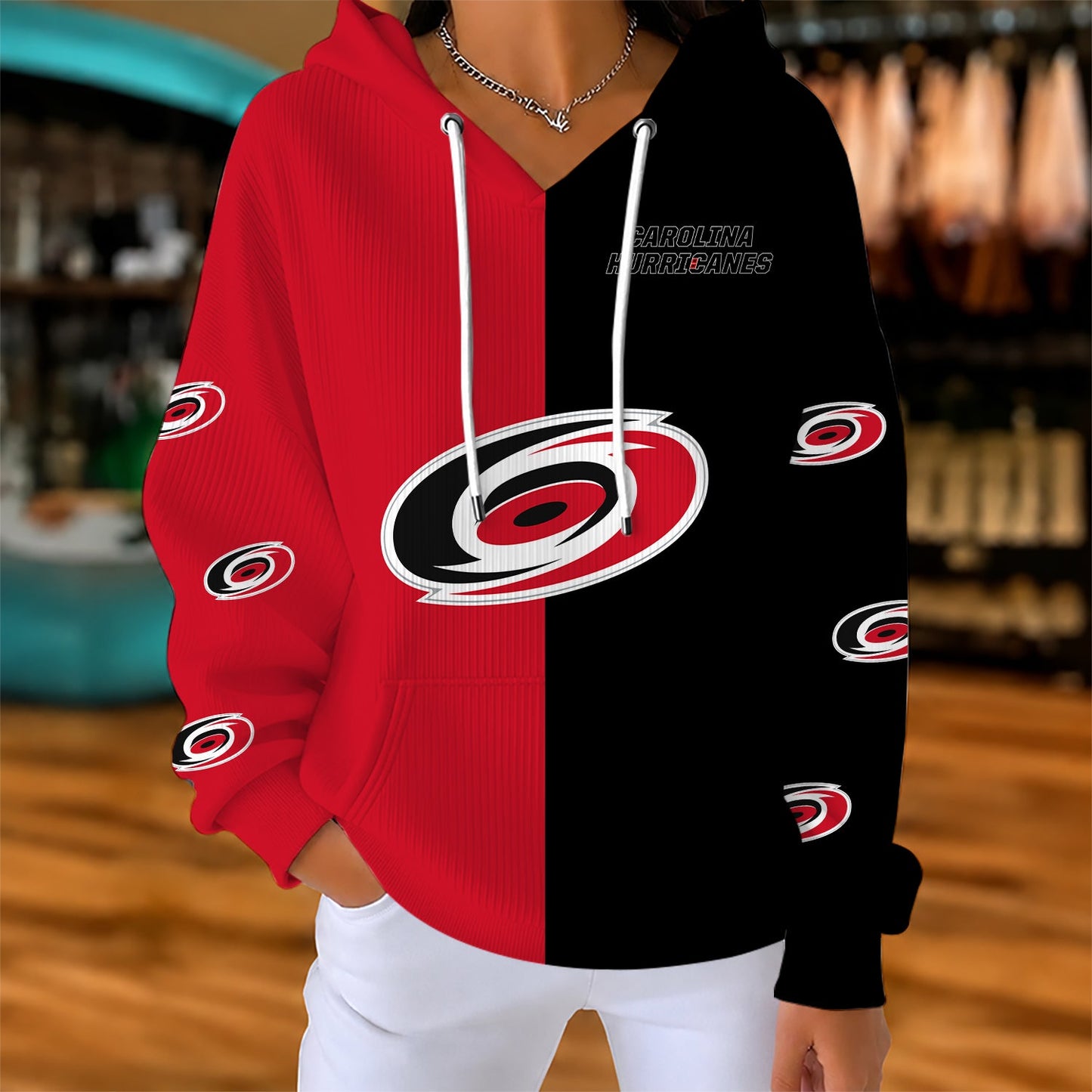 [SUPER SALE] NEW CUSTOMIZED NHL07 CLH CAROLINA HURRICANES RIBBED HOODIE & SWEATSHIRT
