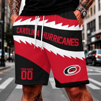 [SUPER SALE] NEW CUSTOMIZED NHL07 CLH CAROLINA HURRICANES SHORT PANTS