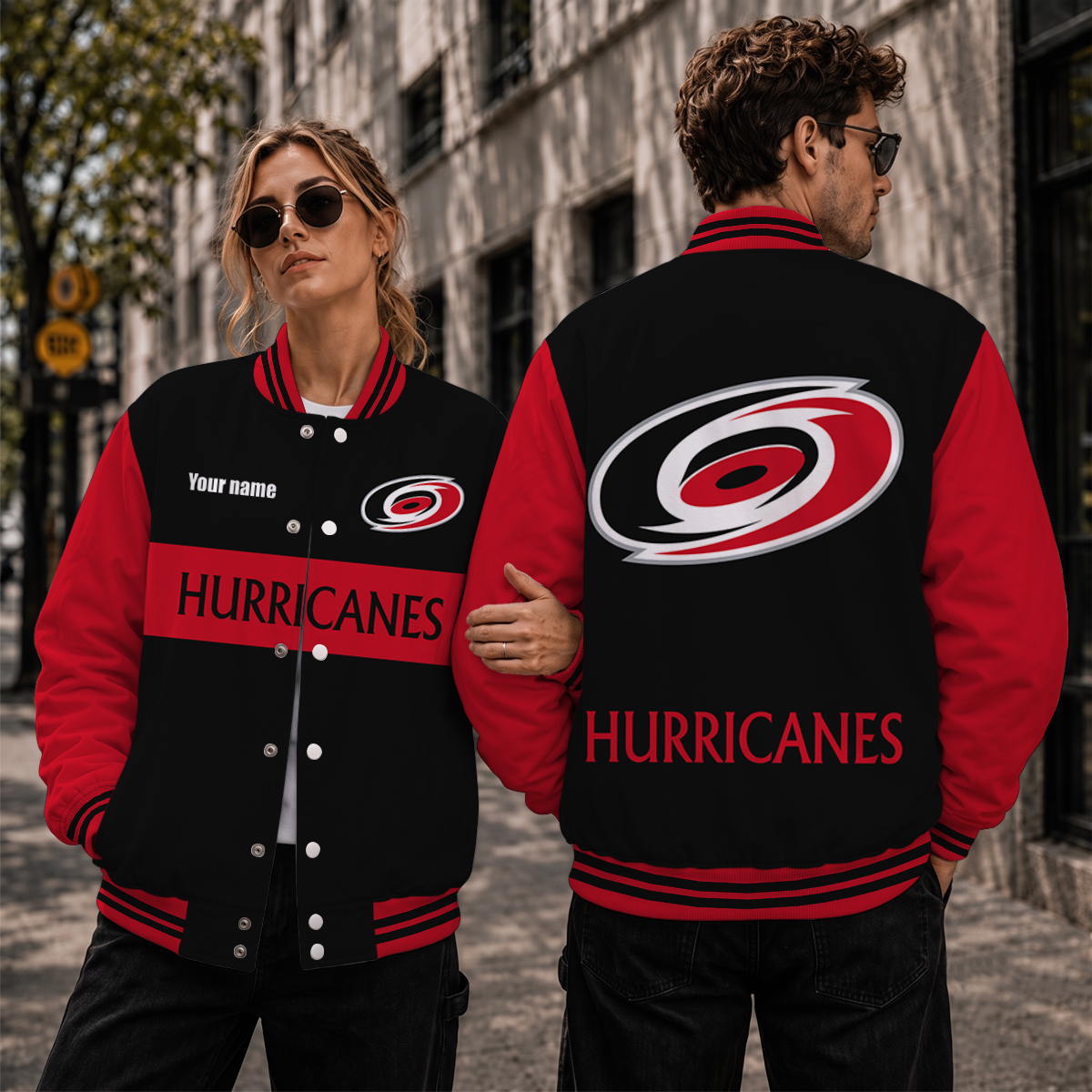[SUPER SALE] NEW CUSTOMIZED NHL07 CLH CAROLINA HURRICANES SATIN VARSITY JACKET & BASEBALL JACKET