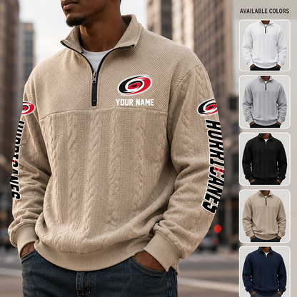 [SUPER SALE] NEW CUSTOMIZED NHL07 CLH CAROLINA HURRICANES MULTICOLOR QUARTER-ZIP SWEATSHIRT