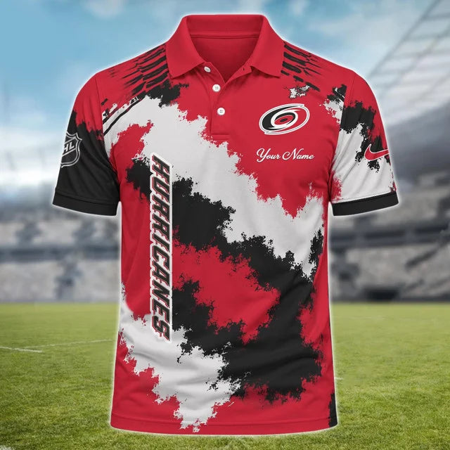 [SUPER SALE] NEW CUSTOMIZED NHL07 CLH CAROLINA HURRICANES POLO SHIRT