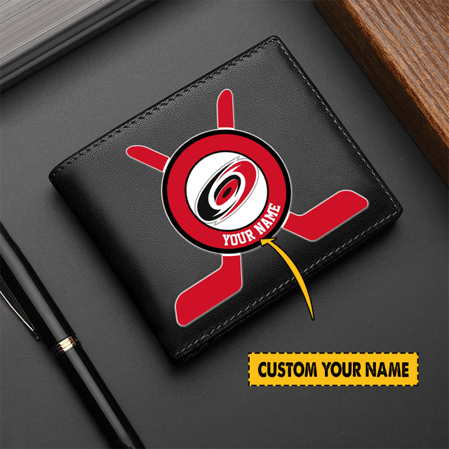 [SUPER SALE] NEW CUSTOMIZED NHL07 CLH CAROLINA HURRICANES LEATHER WALLET