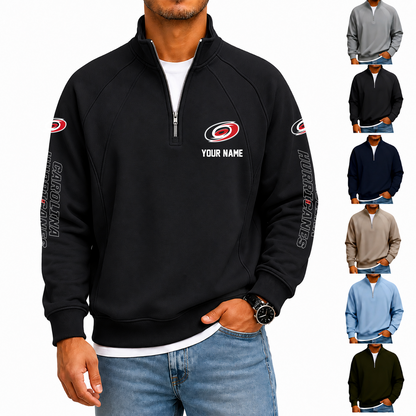 [SUPER SALE] NEW CUSTOMIZED NHL07 CLH CAROLINA HURRICANES MEN'S QUARTER ZIP PULLOVER