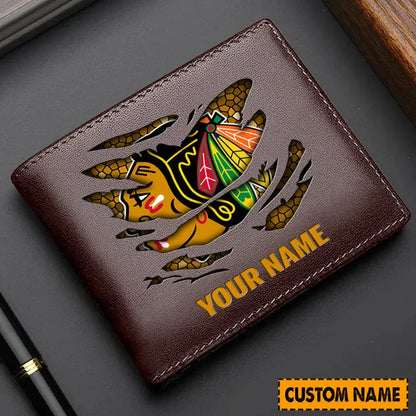 [SUPER SALE] NEW CUSTOMIZED NHL08 CBH CHICAGO BLACKHAWKS LEATHER WALLET