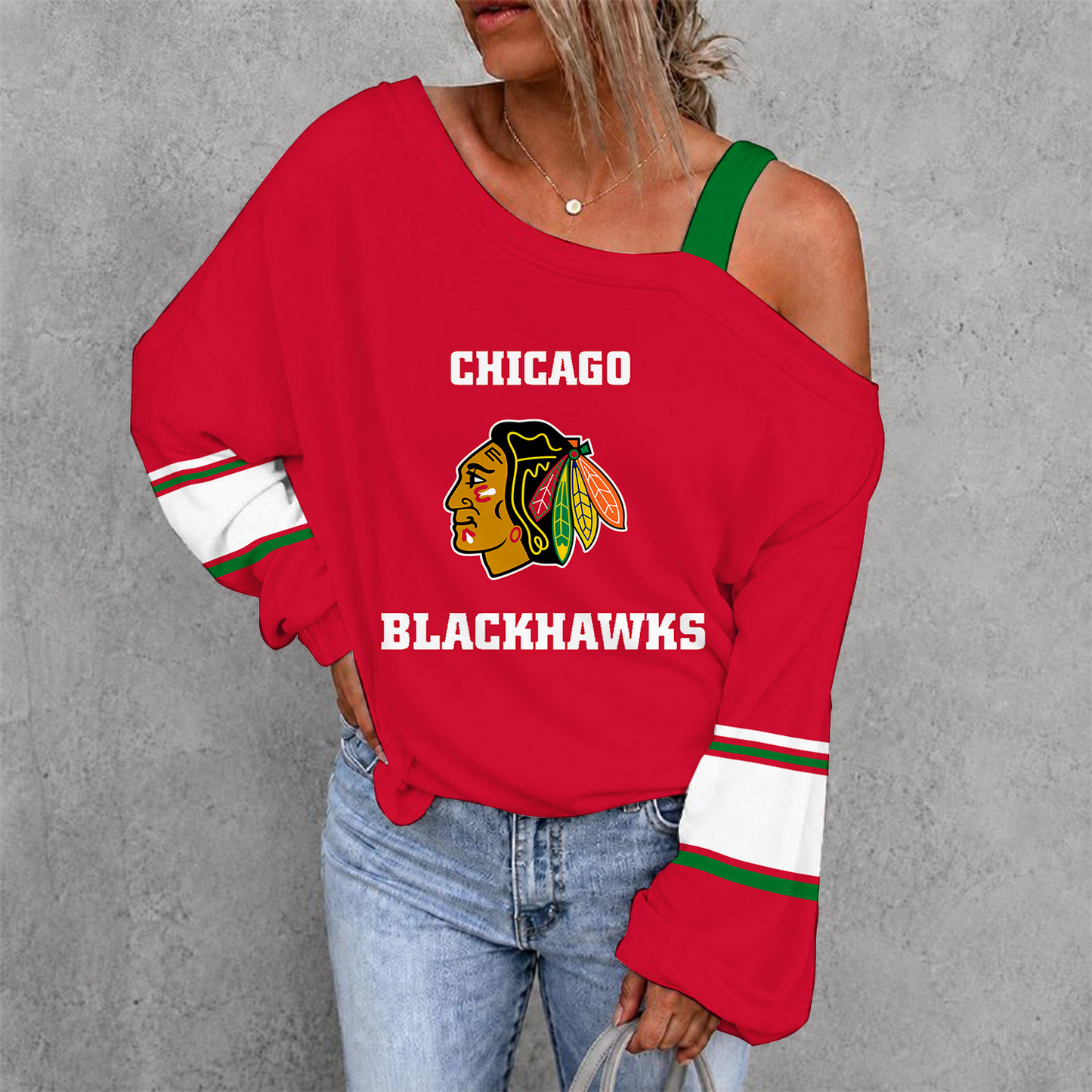 [SUPER SALE] NEW CUSTOMIZED NHL08 CBH CHICAGO BLACKHAWKS DROP SHOULDER SWEATSHIRT