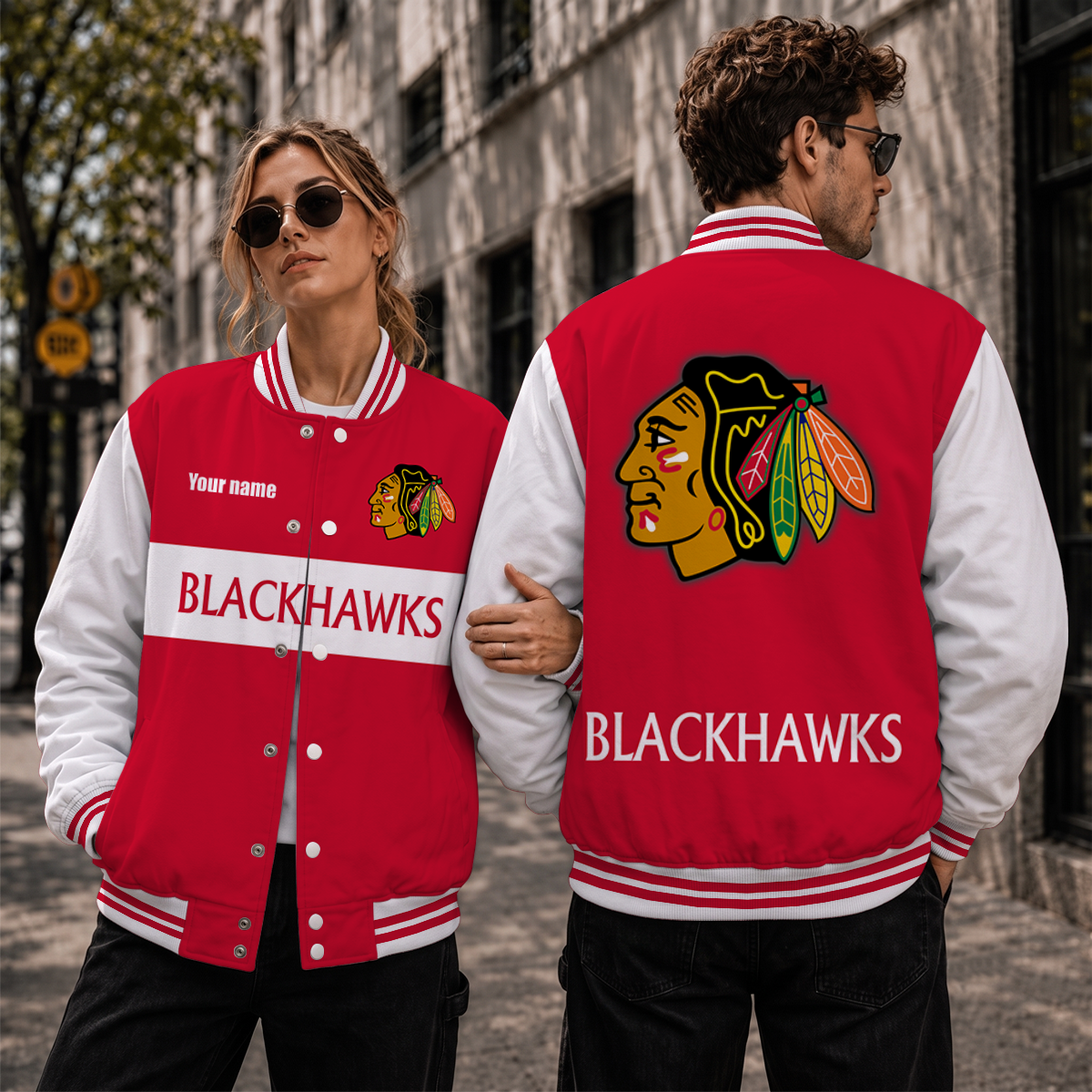 [SUPER SALE] NEW CUSTOMIZED NHL08 CBH CHICAGO BLACKHAWKS SATIN VARSITY JACKET & BASEBALL JACKET