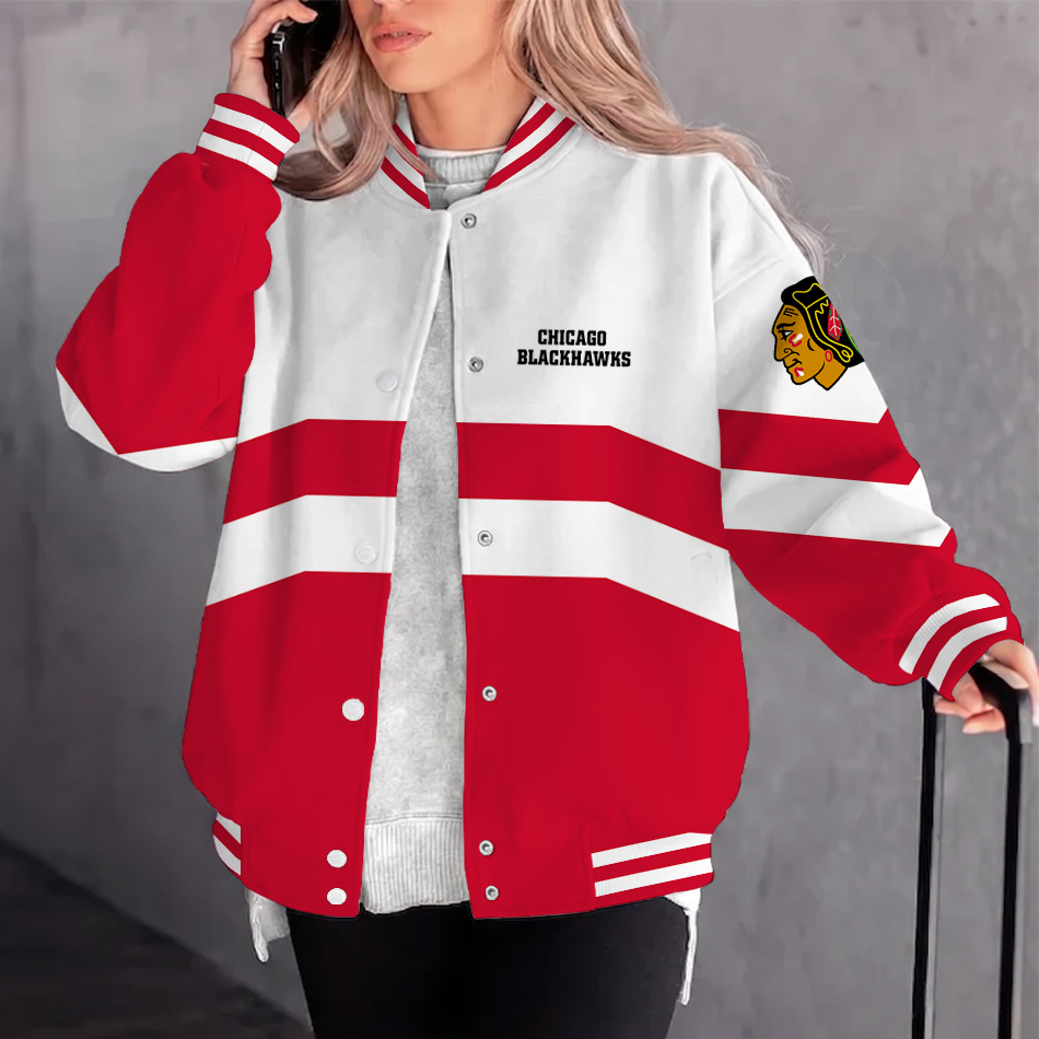 [SUPER SALE] NEW CUSTOMIZED NHL08 CBH CHICAGO BLACKHAWKS SATIN VARSITY JACKET & BASEBALL JACKET