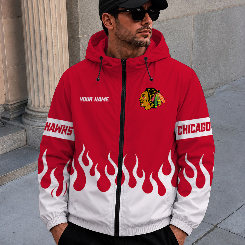 [SUPER SALE] NEW CUSTOMIZED NHL08 CBH CHICAGO BLACKHAWKS WINDBREAKER JACKET