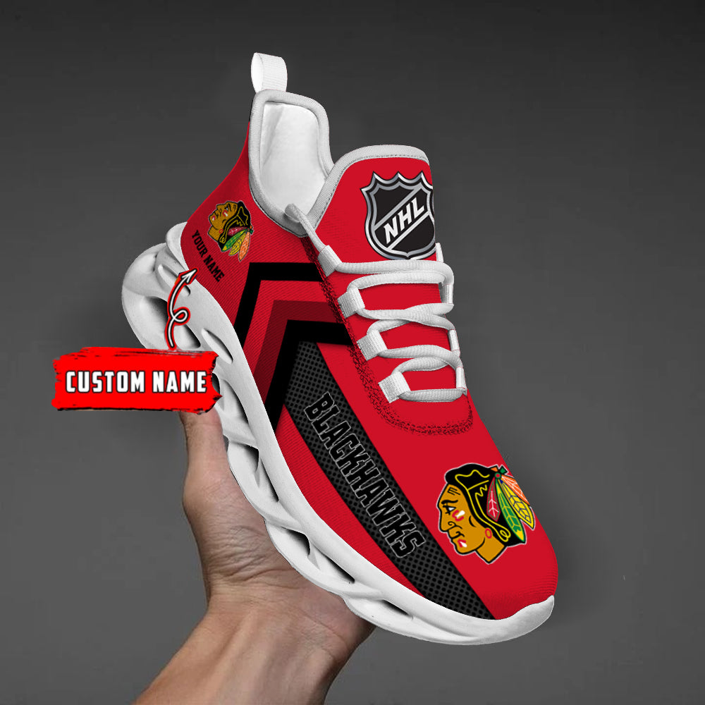 [SUPER SALE ] NEW CUSTOMIZED NHL08 CBH CHICAGO BLACKHAWKS MAX SOUL SHOES