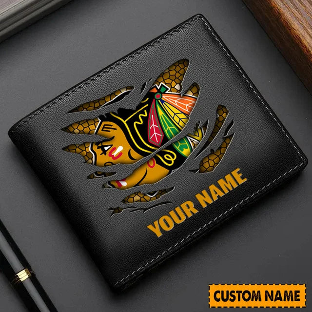 [SUPER SALE] NEW CUSTOMIZED NHL08 CBH CHICAGO BLACKHAWKS LEATHER WALLET