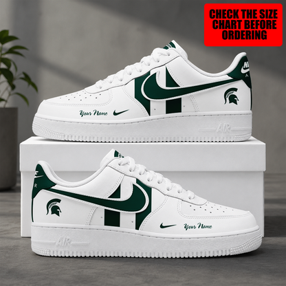 [FAN FAVORITE] NEW CUSTOMIZED NCAA MFF08 MSS MICHIGAN STATE SPARTANS AF1 SHOES