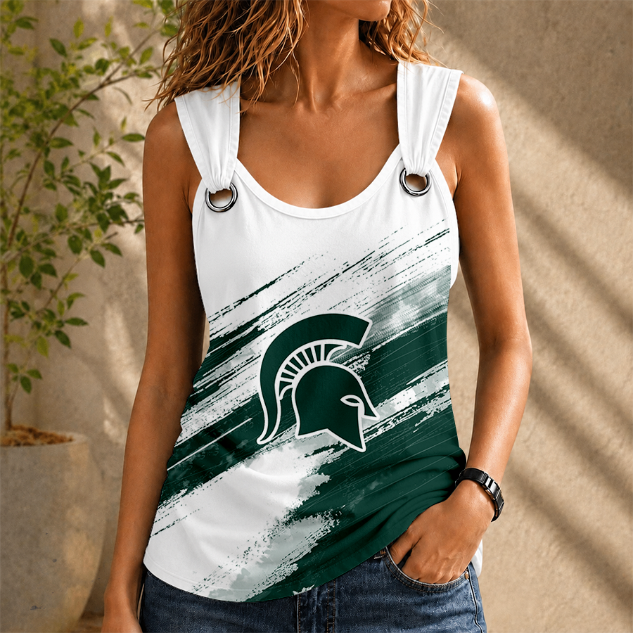 [FAN FAVORITE] NEW CUSTOMIZED NCAA MFF08 MSS MICHIGAN STATE SPARTANS O-RING SHOULDER TANK TOP