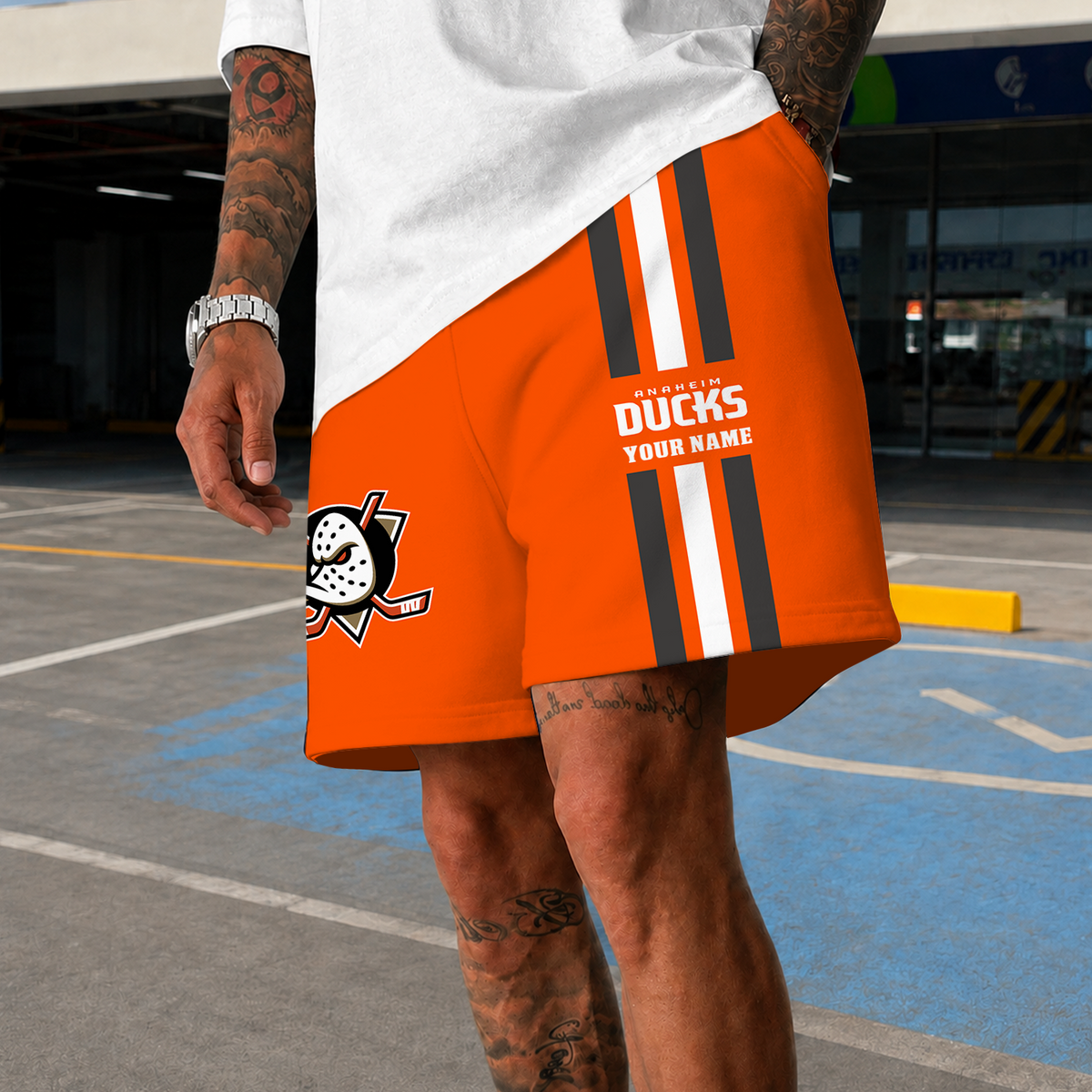 [SUPER SALE] NEW CUSTOMIZED NHL09 AHD ANAHEIM DUCKS SHORT PANTS