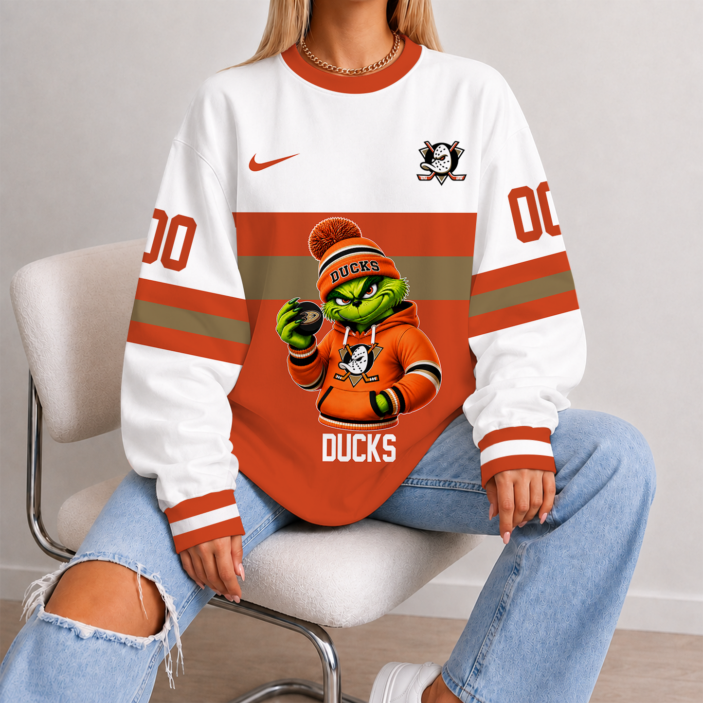 [SUPER SALE] NEW CUSTOMIZED NHL09 AHD ANAHEIM DUCKS UNISEX SWEATSHIRT