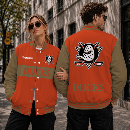 [SUPER SALE] NEW CUSTOMIZED NHL09 AHD ANAHEIM DUCKS SATIN VARSITY JACKET & BASEBALL JACKET