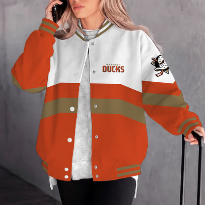 [SUPER SALE] NEW CUSTOMIZED NHL09 AHD ANAHEIM DUCKS SATIN VARSITY JACKET & BASEBALL JACKET