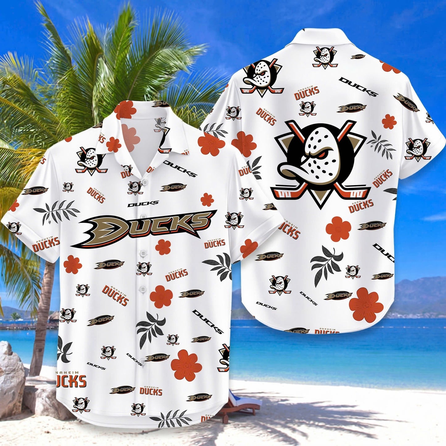 [SUPER SALE ]  NEW CUSTOMIZED NHL09 AHD ANAHEIM DUCKS UNISEX HAWAIIAN SHIRT