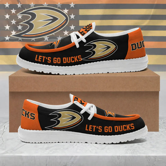 [SUPER SALE ] NEW CUSTOMIZED NHL09 AHD ANAHEIM DUCKS LOAFER SHOES