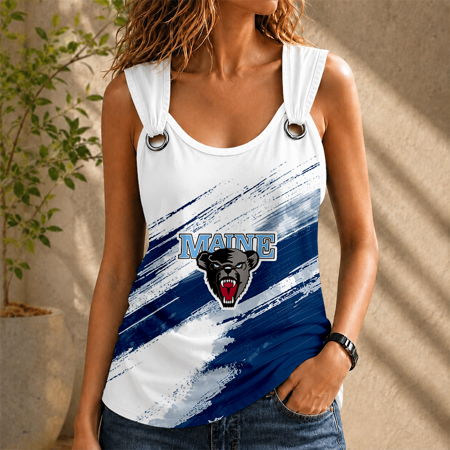 [FAN FAVORITE] NEW CUSTOMIZED NCAA MFF09 MBB MAINE BLACK BEARS O-RING SHOULDER TANK TOP