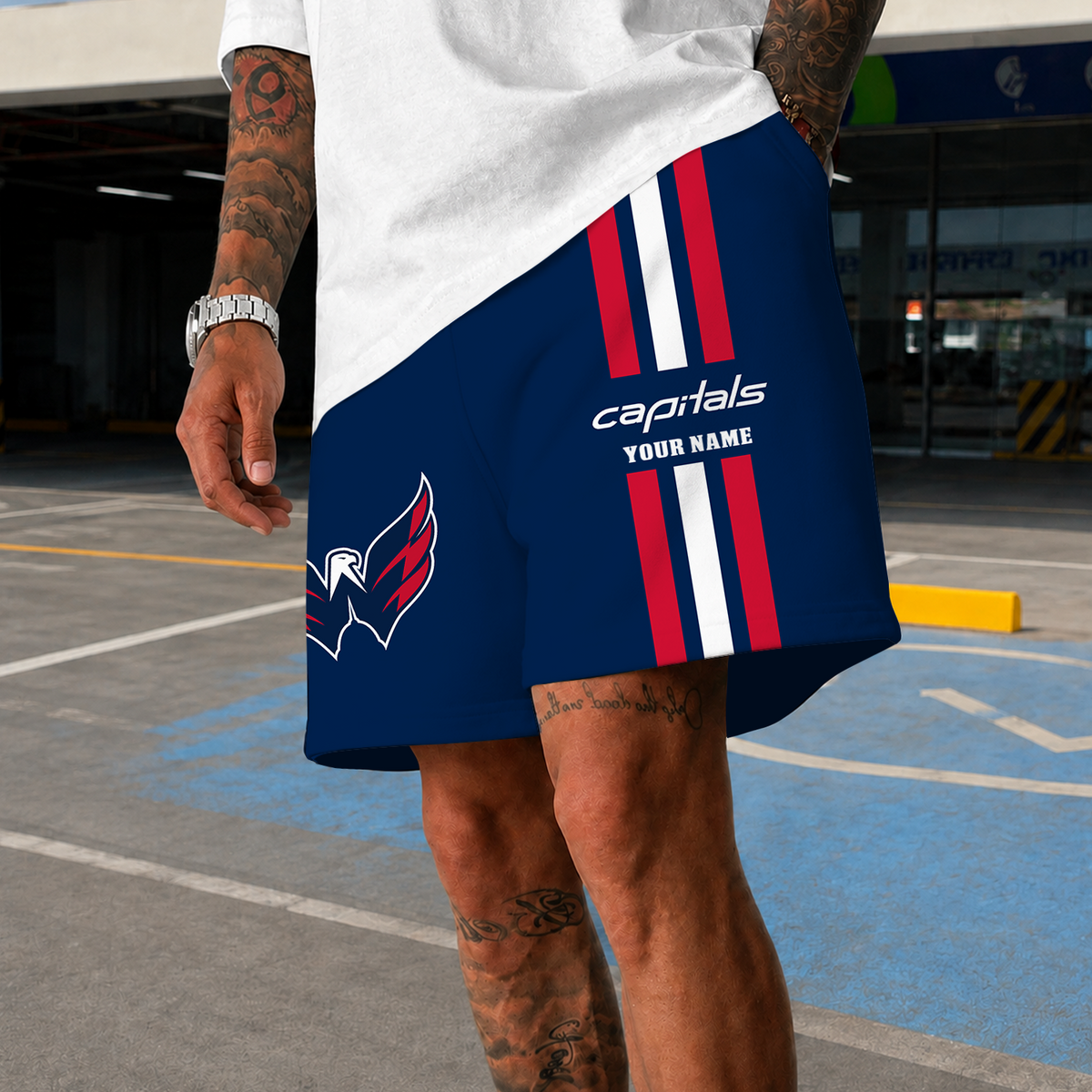 [SUPER SALE] NEW CUSTOMIZED NHL10 WCP WASHINGTON CAPITALS SHORT PANTS