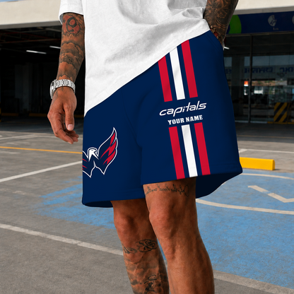[SUPER SALE] NEW CUSTOMIZED NHL10 WCP WASHINGTON CAPITALS SHORT PANTS