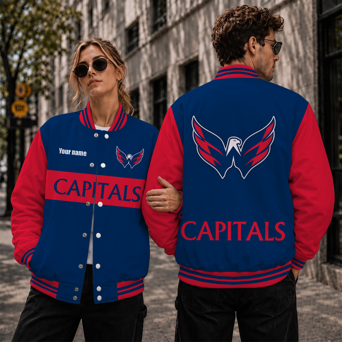[SUPER SALE] NEW CUSTOMIZED NHL10 WCP WASHINGTON CAPITALS SATIN VARSITY JACKET & BASEBALL JACKET