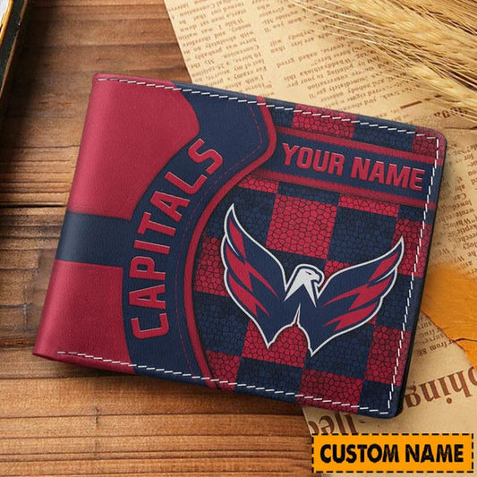 [SUPER SALE ] NEW CUSTOMIZED NHL10 WCP WASHINGTON CAPITALS LEATHER WALLET