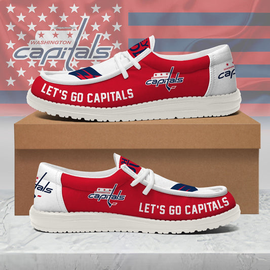 [SUPER SALE ] NEW CUSTOMIZED NHL10 WCP WASHINGTON CAPITALS LOAFER SHOES
