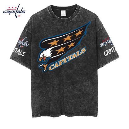 [SUPER SALE] NEW CUSTOMIZED NHL10 WCP WASHINGTON CAPITALS MULTICOLOR WASHED TEE