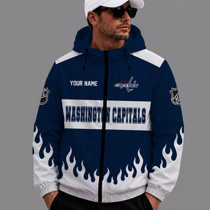 [SUPER SALE] NEW CUSTOMIZED NHL10 WCP WASHINGTON CAPITALS WINDBREAKER JACKET