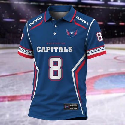 [SUPER SALE] NEW CUSTOMIZED NHL10 WCP WASHINGTON CAPITALS POLO SHIRT