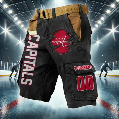 [SUPER SALE] NEW CUSTOMIZED NHL10 WCP WASHINGTON CAPITALS CARGO SHORTS