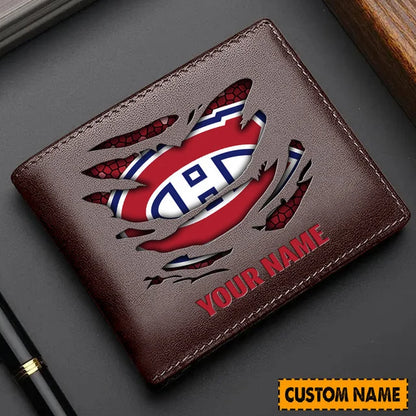 [SUPER SALE] NEW CUSTOMIZED NHL11 MCD MONTREAL CANADIENS LEATHER WALLET