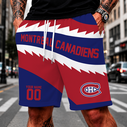 [SUPER SALE] NEW CUSTOMIZED NHL11 MCD MONTREAL CANADIENS SHORT PANTS