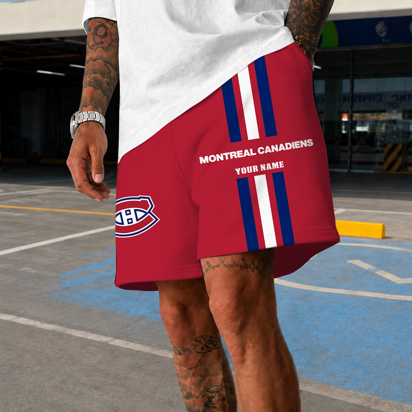 [SUPER SALE] NEW CUSTOMIZED NHL11 MCD MONTREAL CANADIENS SHORT PANTS