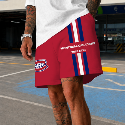 [SUPER SALE] NEW CUSTOMIZED NHL11 MCD MONTREAL CANADIENS SHORT PANTS