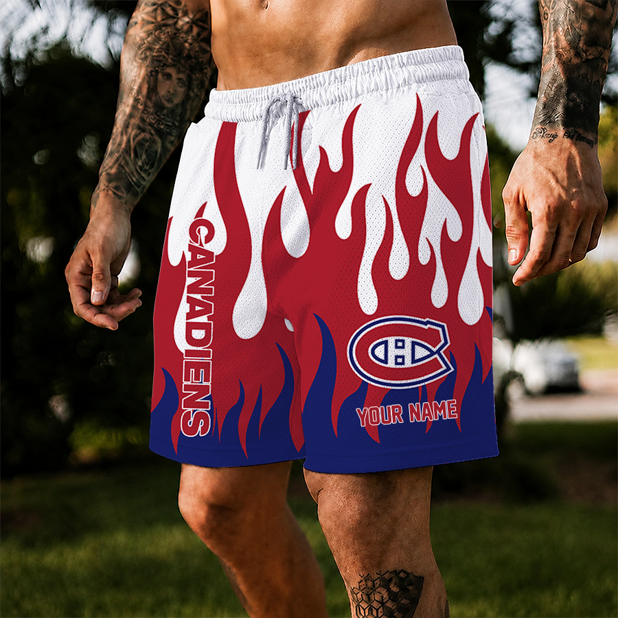 [SUPER SALE] NEW CUSTOMIZED NHL11 MCD MONTREAL CANADIENS SHORT PANTS